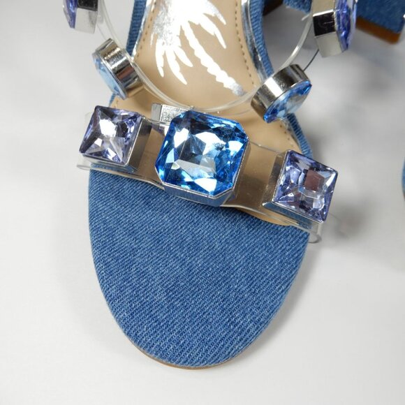 Gianni Bini x DANNIJO Bianca SANDALS Size 7 Blue Denim Jewel Embellished NEW - Picture 6 of 12